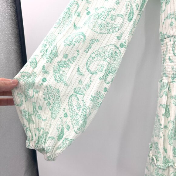 House of Harlow 1960 Aqua Blue Paisley Long Sleeve Dress Women's Size XS - Picture 4 of 6